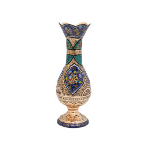 Dekorative Persische Vase aus Kupfer mit Gravuren und Silberbeschichtung – Set von 2