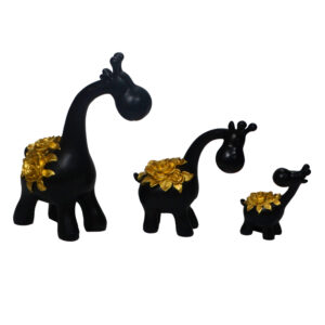 Dekorative Giraffen-Figuren 3 Stück mit goldenem Blumendesign – Hohe Safari-Skulpturen