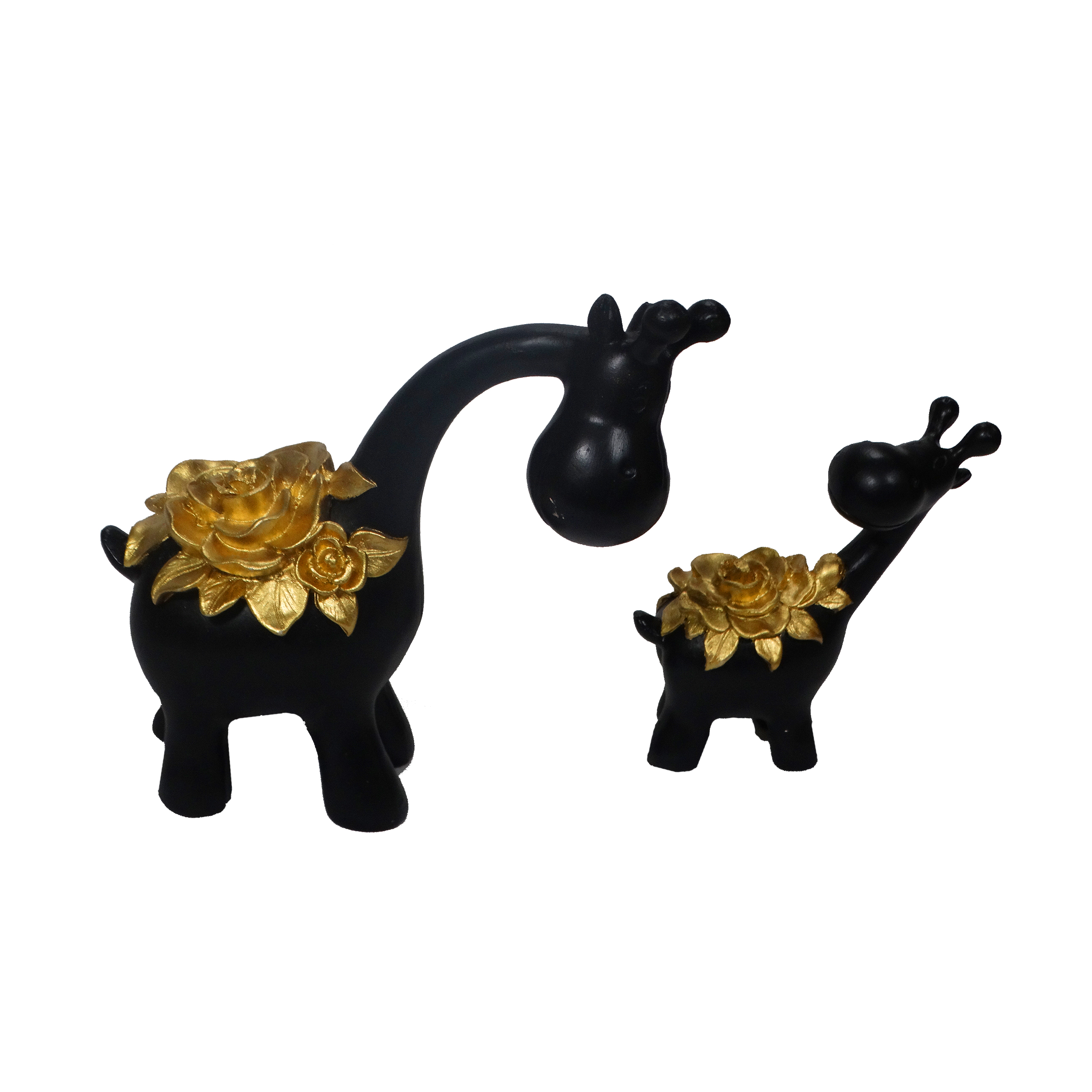 Dekorative Giraffen-Figuren 3 Stück mit goldenem Blumendesign – Hohe Safari-Skulpturen