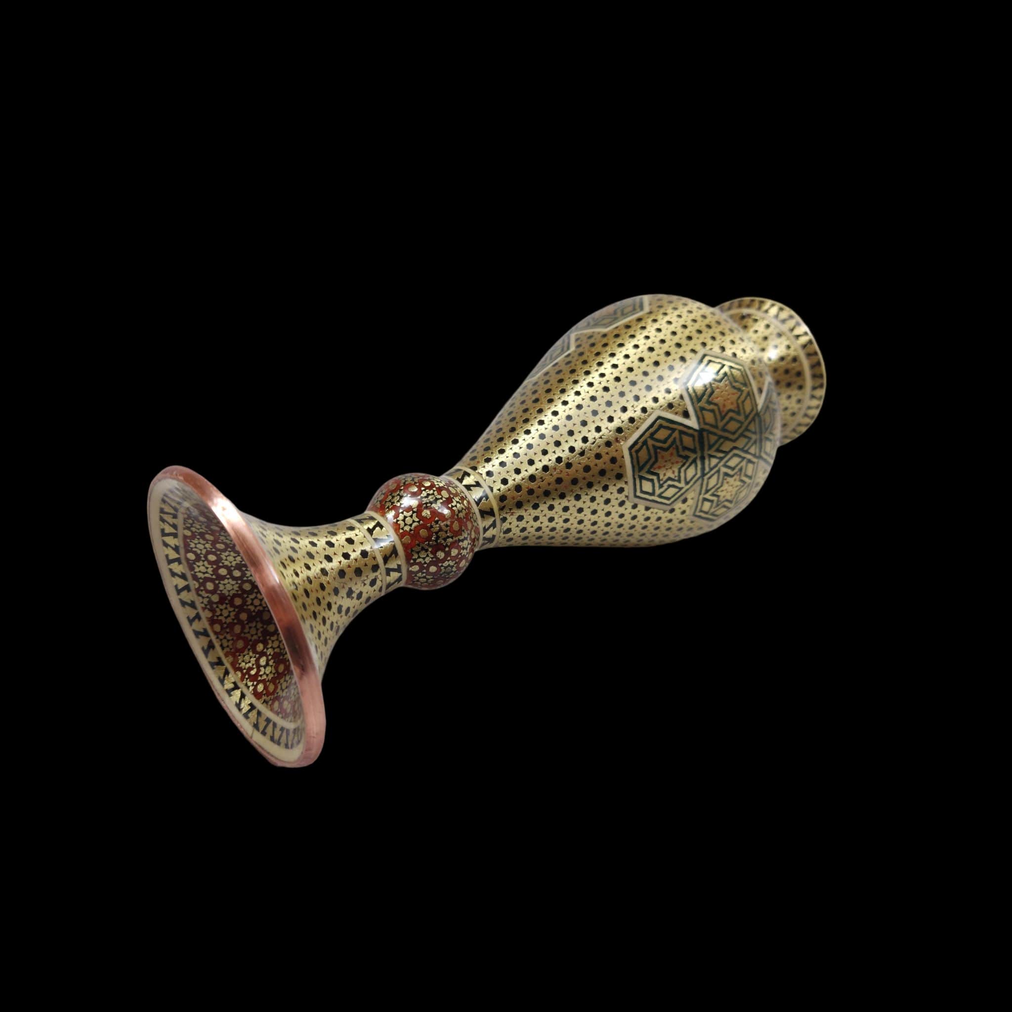 Persische Dekorative Vase aus Kupfer, handgefertigt mit Khatamkari-Einlegekunst – Set von 2