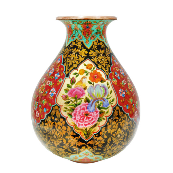 Dekorative Persische Kupfervase, Künstlerisch Handgefertigt mit Gol-o-Morgh-Design