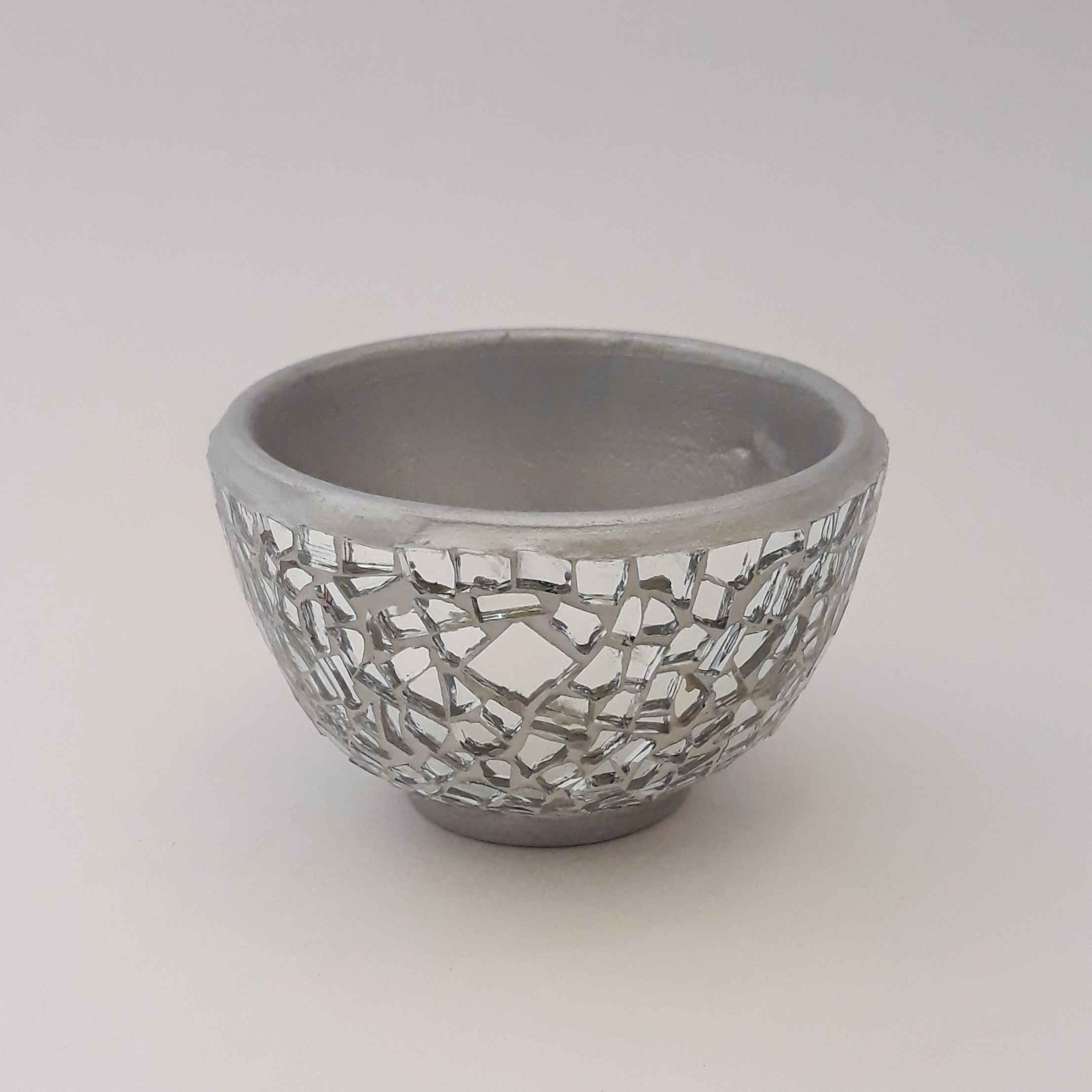 Dekorative Töpfer-Schale Künstlerisch Handgefertigt Verziert mit Spiegelarbeit