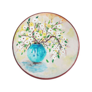 Dekorativer Keramikteller für Tisch- und Wanddekoration mit Blumenvasen Design