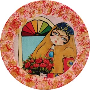 Dekorativer Keramikteller für Tisch- und Wanddekoration mit persischem Khatoon Design
