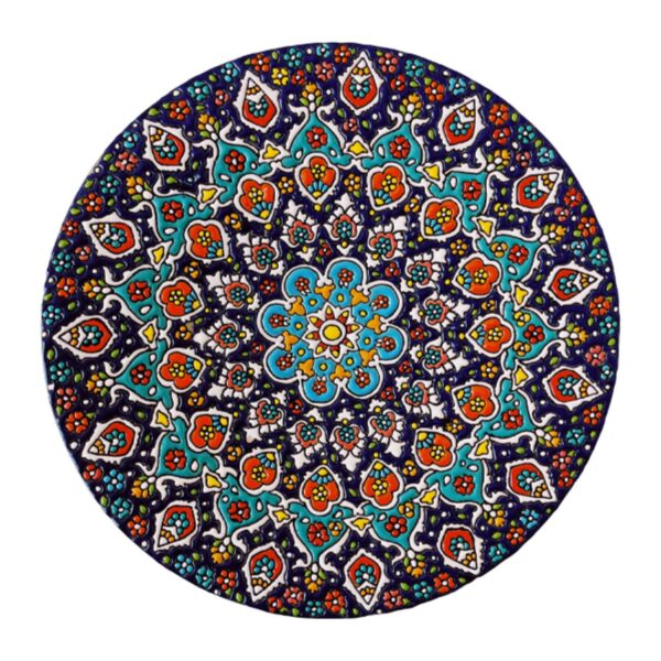Dekorativer Keramikteller mit persischer Minakari Emaille Eleganz handgefertigt