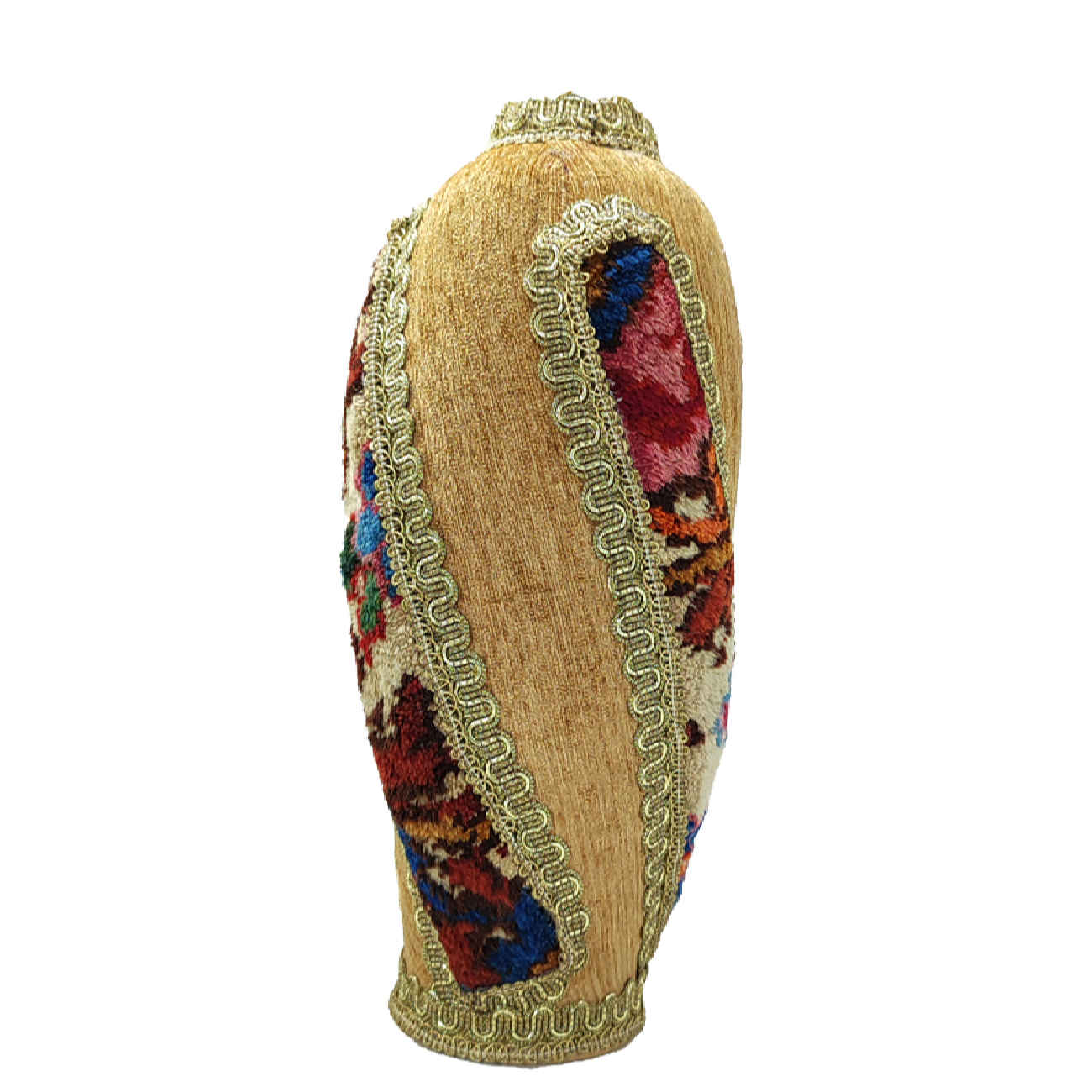 Dekorative handgefertigte Keramik-Knospenvase mit persischem Jajim- & Kilim-Design