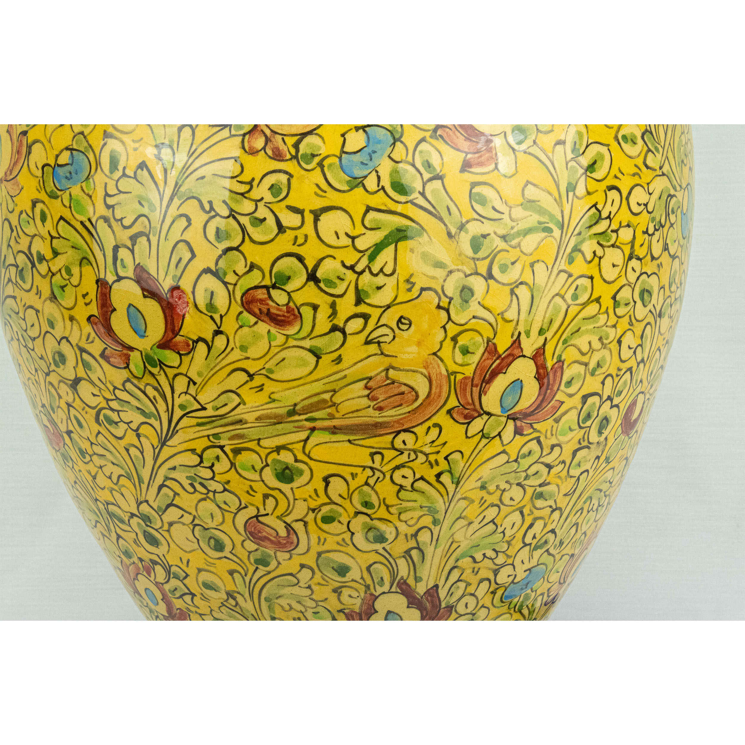 Handgefertigte Persische Töpfer-Vase, handbemalt mit Gol-o-Morgh-Design