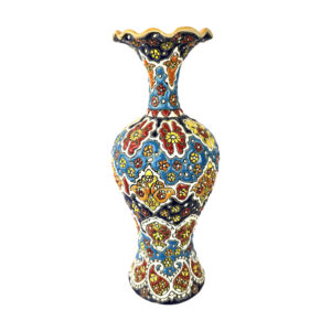 Dekorative Töpfer-Vase mit Persischer Minakari-Emaille-Kunst, handbemalt mit Blumenmuster
