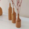 Handgefertigte dekorative Einzelstielvase aus massivem Naturholz – 3er-Set