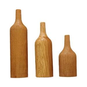 Handgefertigte dekorative Einzelstielvase aus massivem Naturholz – 3er-Set