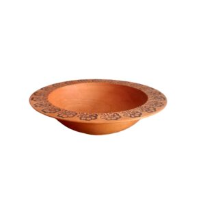 Dekorative Holz-Schale Handgefertigt mit Blumenmuster