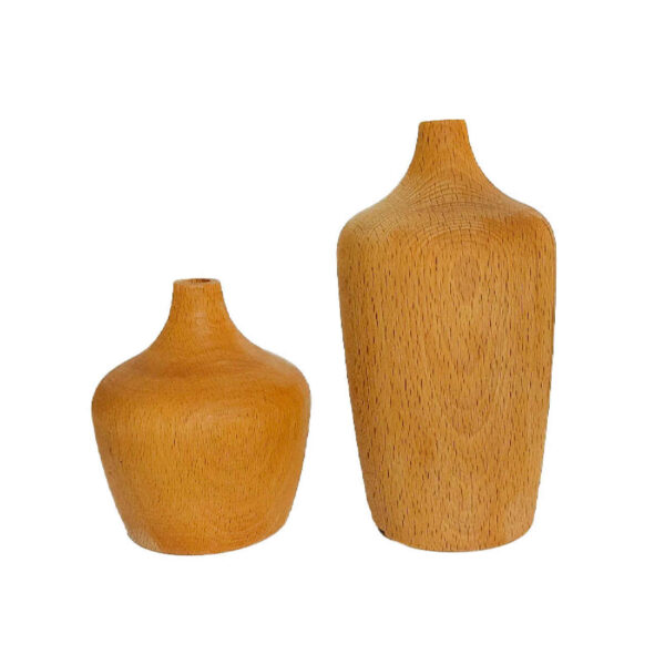 Handgefertigte dekorative Holz-Einzelstielvase, Eleganz im rustikalen Stil – 2er-Set