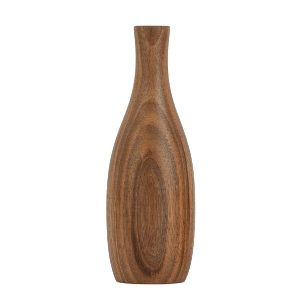 Minimale handgefertigte dekorative Knospenvase aus massivem Naturholz in Braun