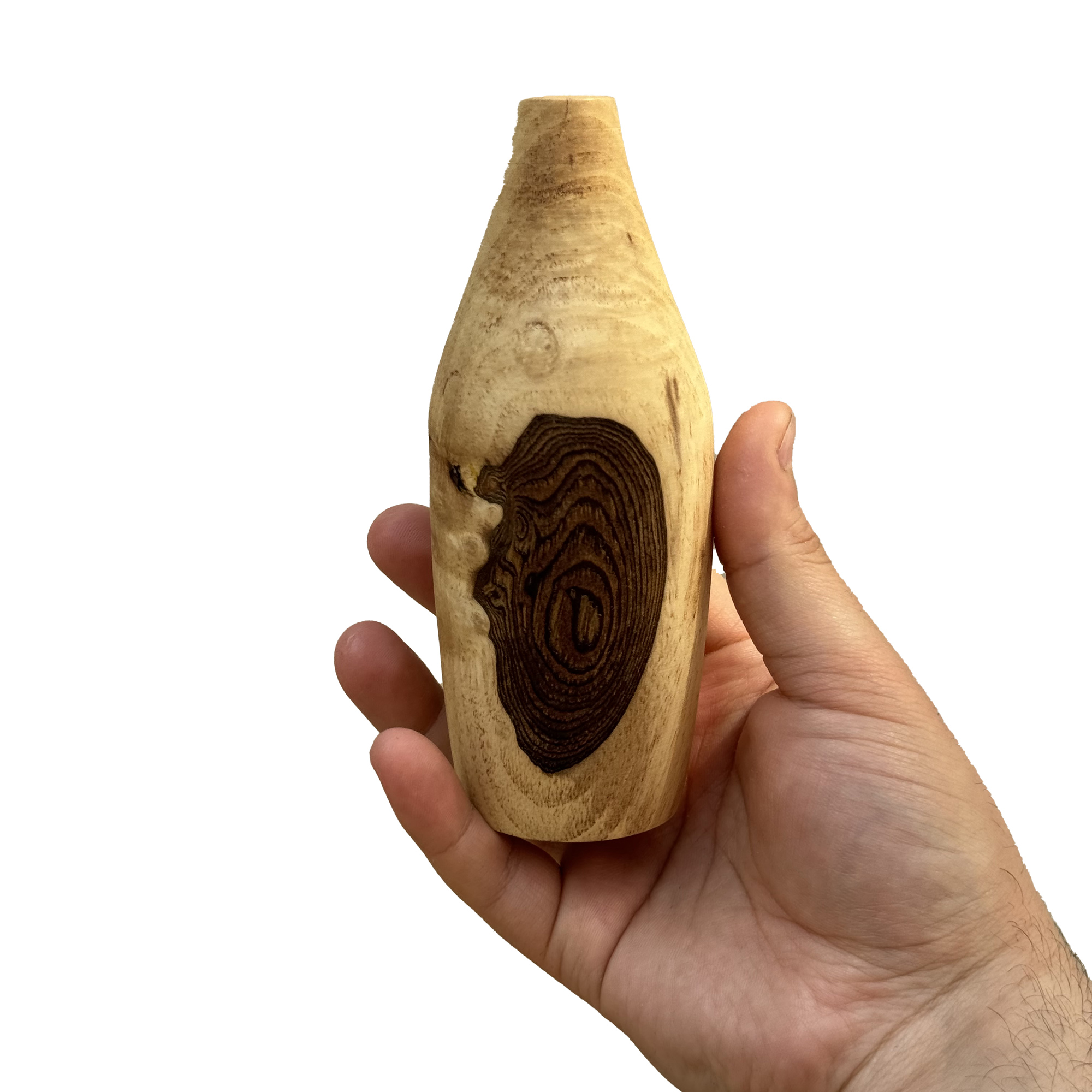 Mini-Blumenvase aus massivem Walnussholz, dekorativ in Creme – 5er-Set