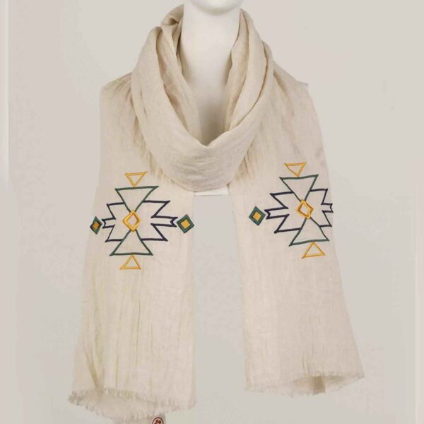 Bestickter Hanf-Schal für Frauen Modell Einseitig