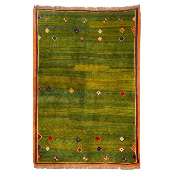 Echter persischer Gabbeh-Wollteppich handgewebt in Fars mit Rand grau