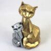 Geometrische Katzenfamilie-Figur im Kubismus-Stil - Moderne Wohn-Dekoration