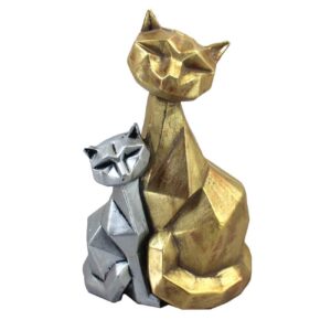 Geometrische Katzenfamilie-Figur im Kubismus-Stil – Moderne Wohn-Dekoration
