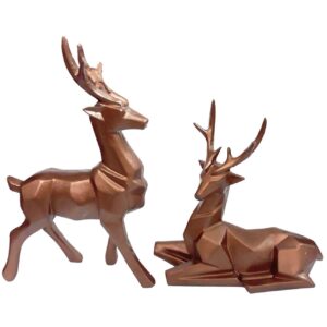 Geometrische Hirsch-Figur im Kubismus-Stil Set aus 2 – Künstlerische Wohnaccessoires