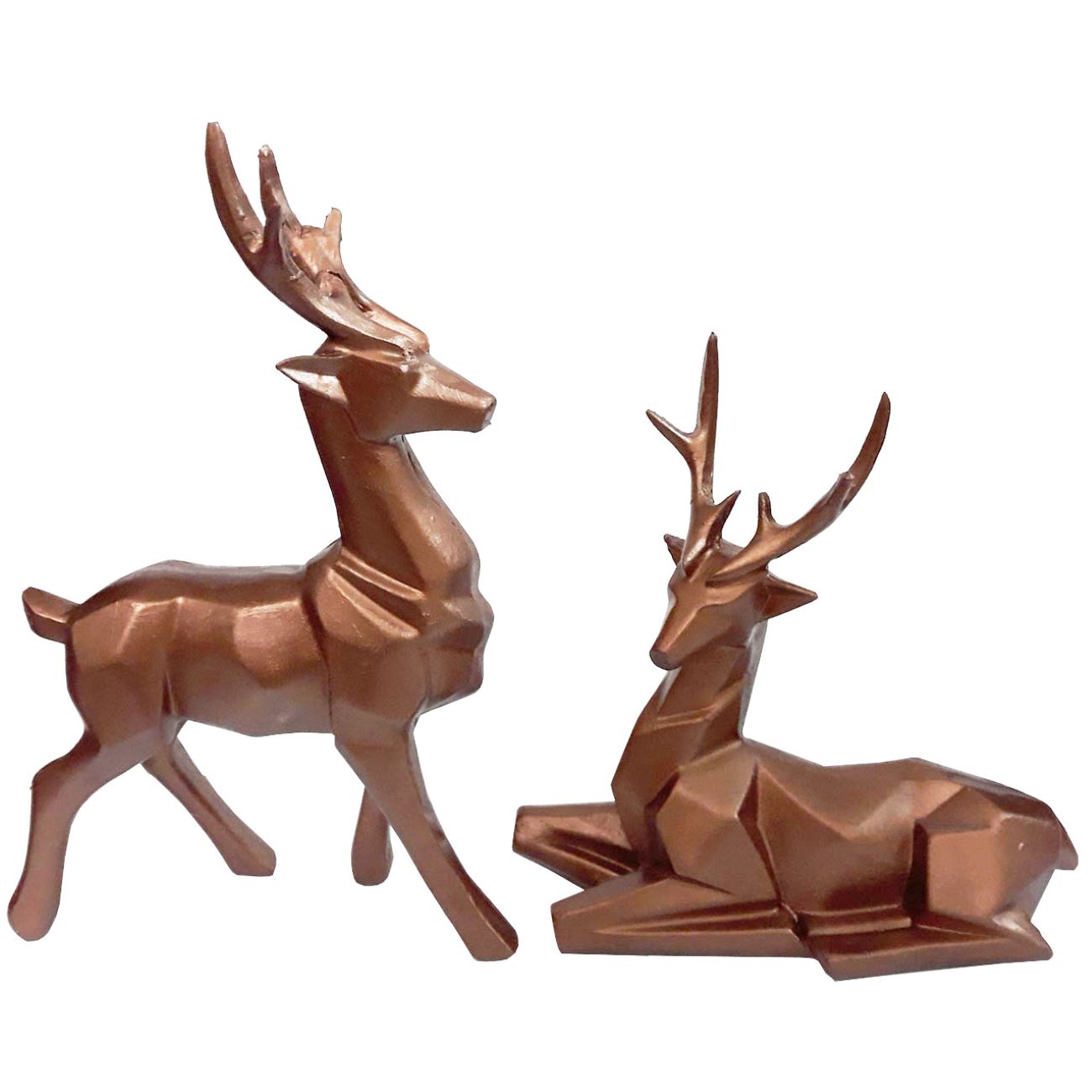 Geometrische Hirsch-Figur im Kubismus-Stil Set aus 2 - Künstlerische Wohnaccessoires