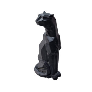 Geometrische sitzende Panther-Figur im Kubismus-Stil - Dekorative Harz-Skulptur