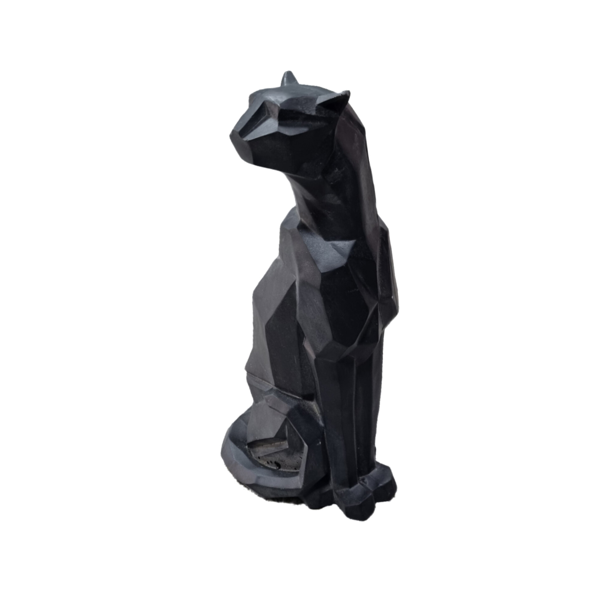 Geometrische sitzende Panther-Figur im Kubismus-Stil - Dekorative Harz-Skulptur
