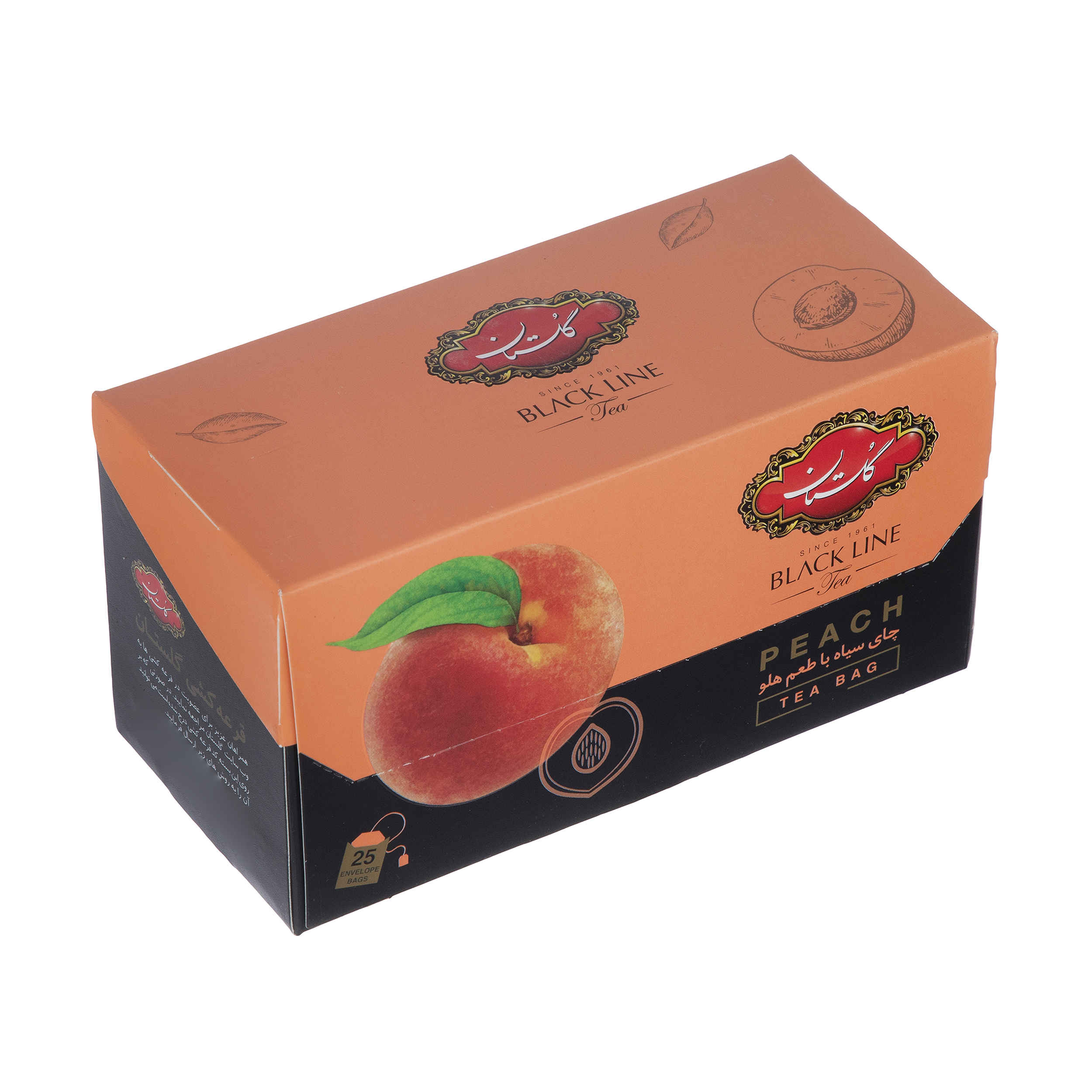 Golestan Pfirsich Aromatisierter Schwarzer Tee Packung mit 25 (x5)