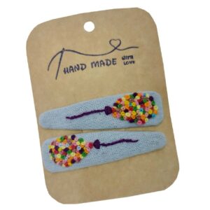 Handbesticktes Snap-Haarspangen-Set mit Ballon-Design