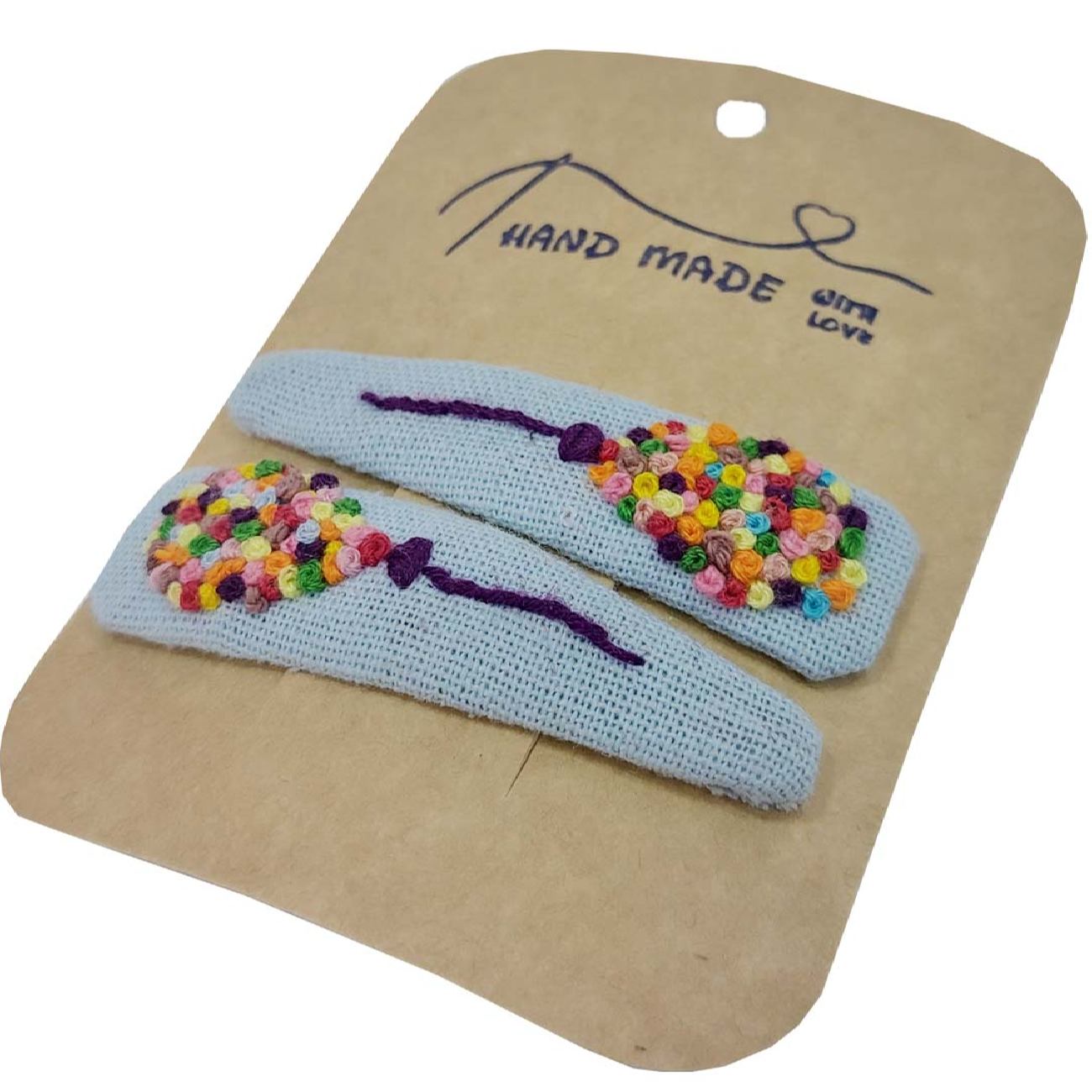 Handbesticktes Snap-Haarspangen-Set mit Ballon-Design