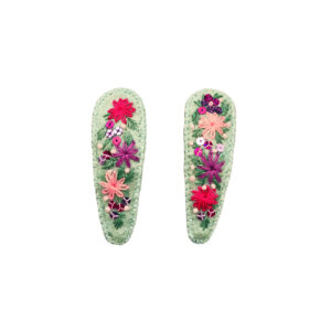 Handbesticktes Snap-Haarspangen-Set mit Blumen-Design Modell Frühling