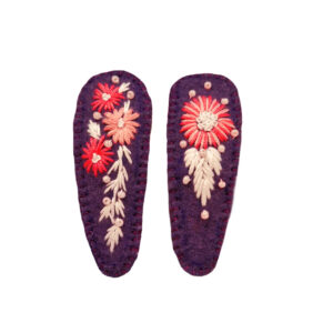 Handbesticktes Snap-Haarspangen-Set mit Blumen-Design