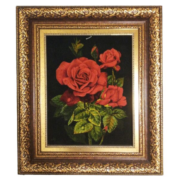 Handgeknüpfter persischer Bildteppich aus Tabriz, der eine Rosenblume darstellt