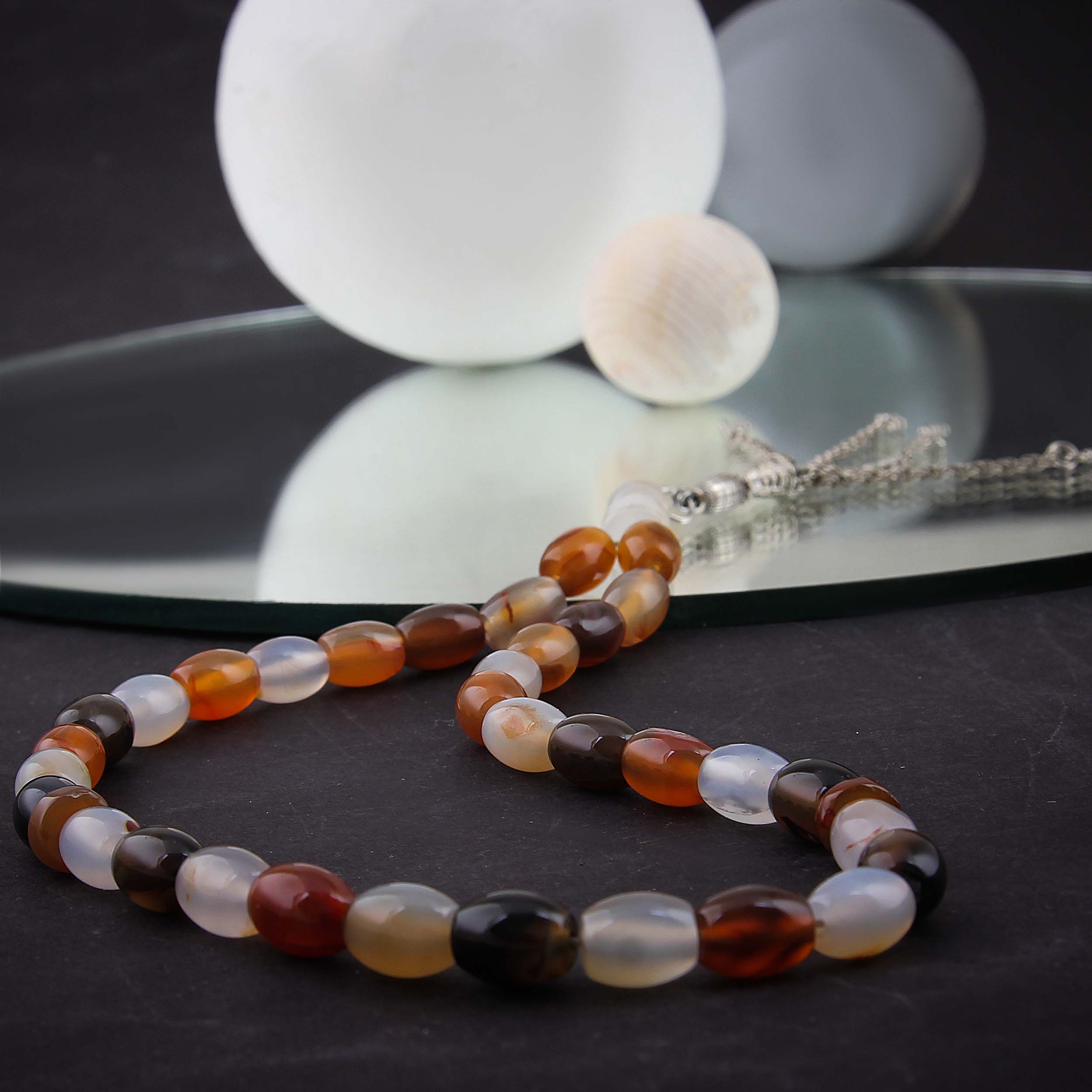 Islamischer Achat Rosenkranz mit 33 Gebetsperlen Muslimischer Misbaha gefertigt