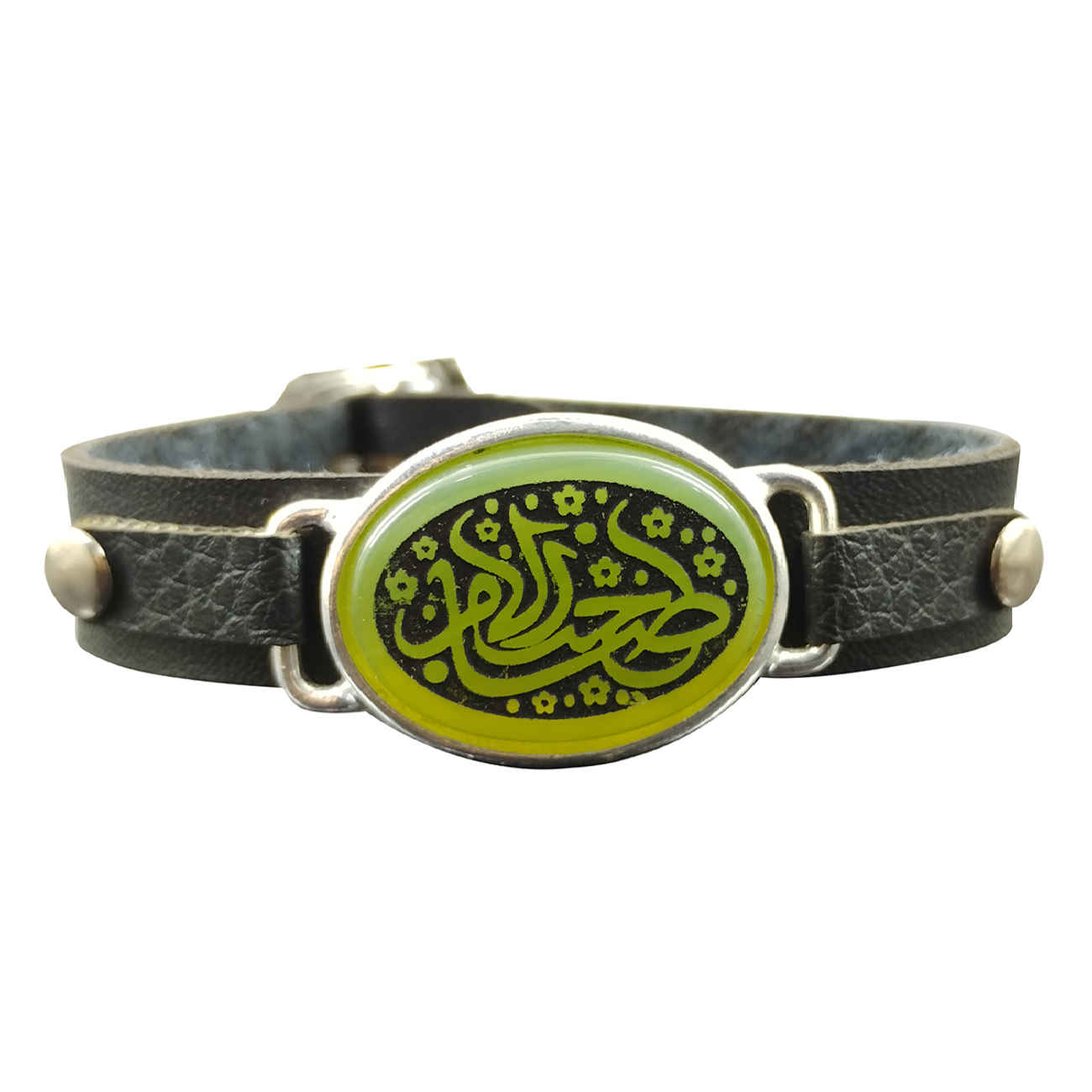 Islamisches Armband mit Leder & Achatstein Ya Zaynab für Männer