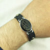 Islamisches Armband aus Leder & Jadestein verstellbar Ya Mehdi