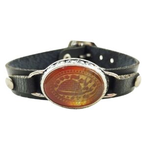 Islamisches Armband mit Leder & Achatstein für Männer