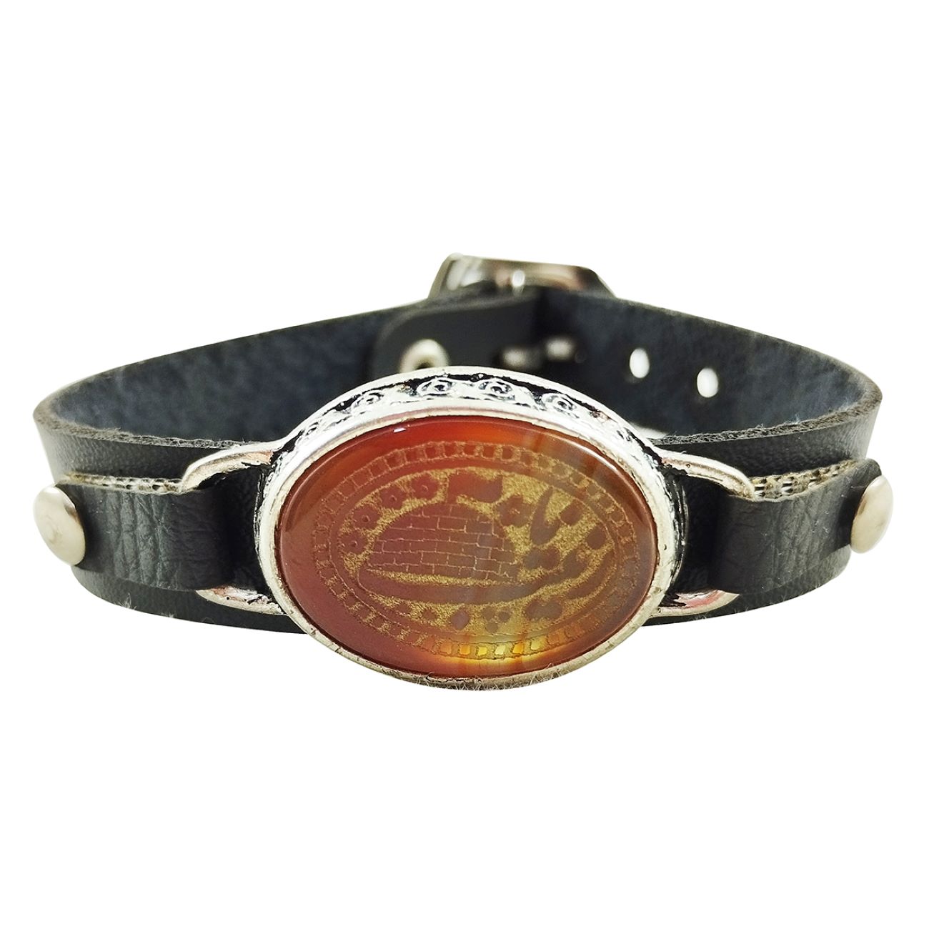 Islamisches Armband mit Leder & Achatstein für Männer