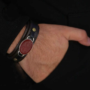Islamisches Lederarmband mit Achatstein für Männer verziert mit Wa in Yakad