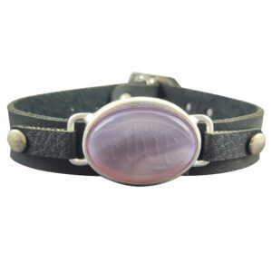 Islamisches Lederarmband mit Achatstein für Männer Modell Ya Allah