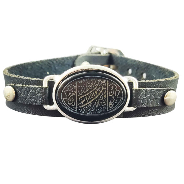Islamisches Lederarmband mit Achatstein für Männer im Wan Yakad Design