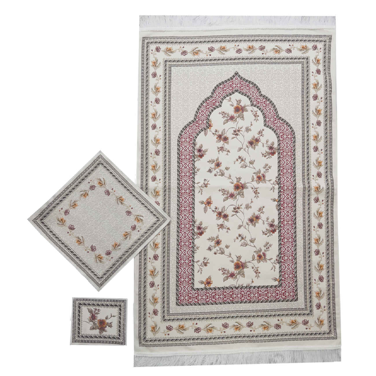 Islamische Dünne Gebetsmatte Sajadah aus Chenille mit Floraldesign