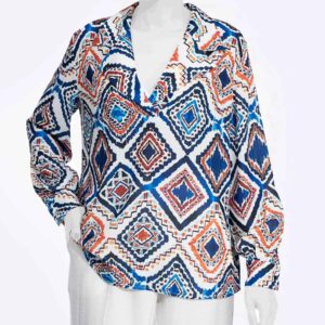 Langarmbluse für Damen mit lebhaftem geometrischem Design