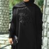 Locker geschnittene Abaya für Muslimische Frauen in Schwarz