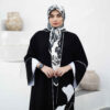 Locker geschnittene Abaya für Muslimische Frauen mit Weißem Piping-Design