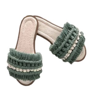 Macrame Boho Chic Flache Hausschuhe für Damen Modell Handgemacht