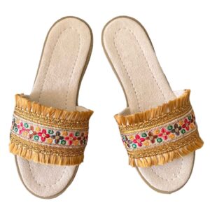 Macrame Flache Hausschuhe für Damen Handgemacht mit Boho Design