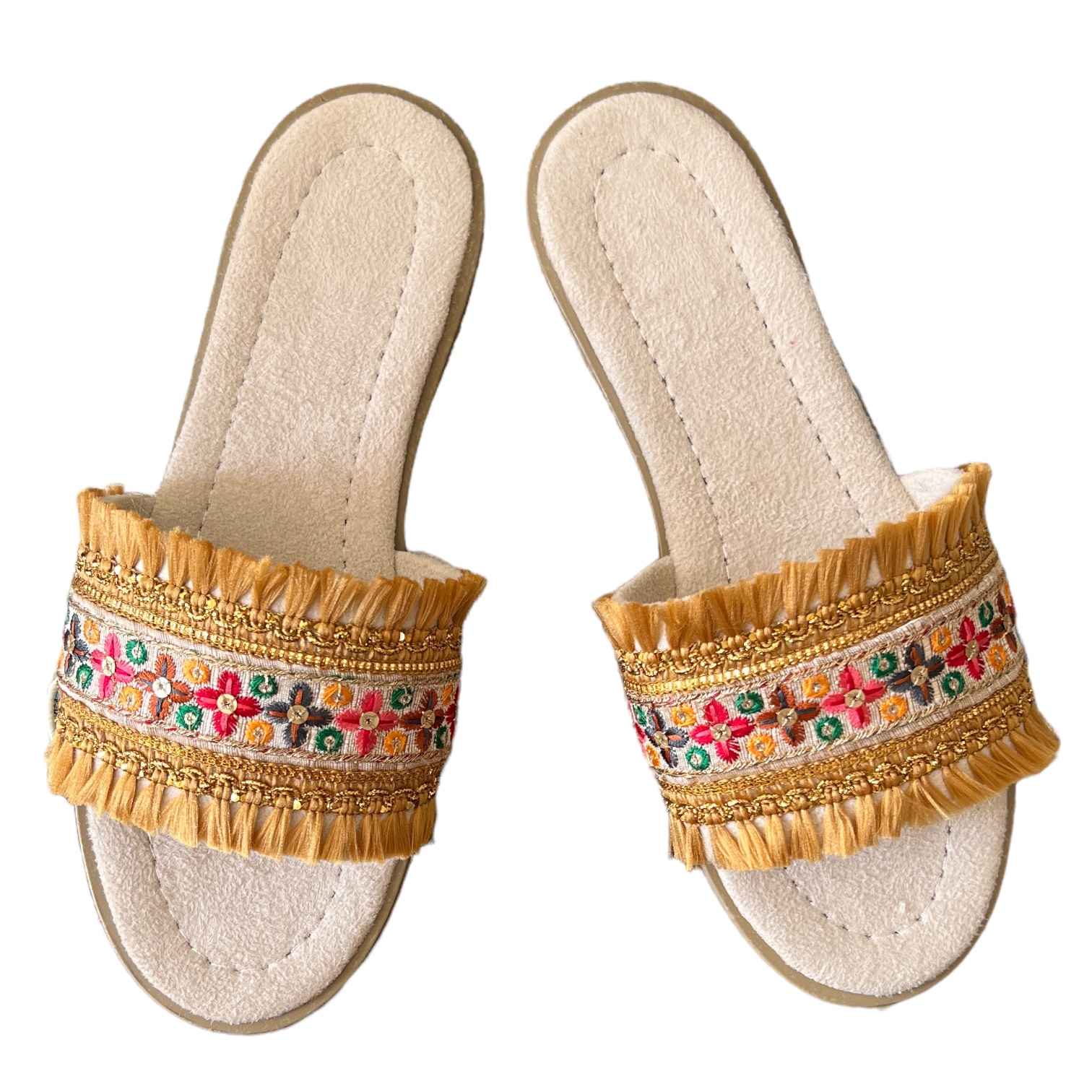 Macrame Flache Hausschuhe für Damen Handgemacht mit Boho Design