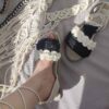 Macrame Slingback Flache Sandalen mit Boho-Design Handgemacht