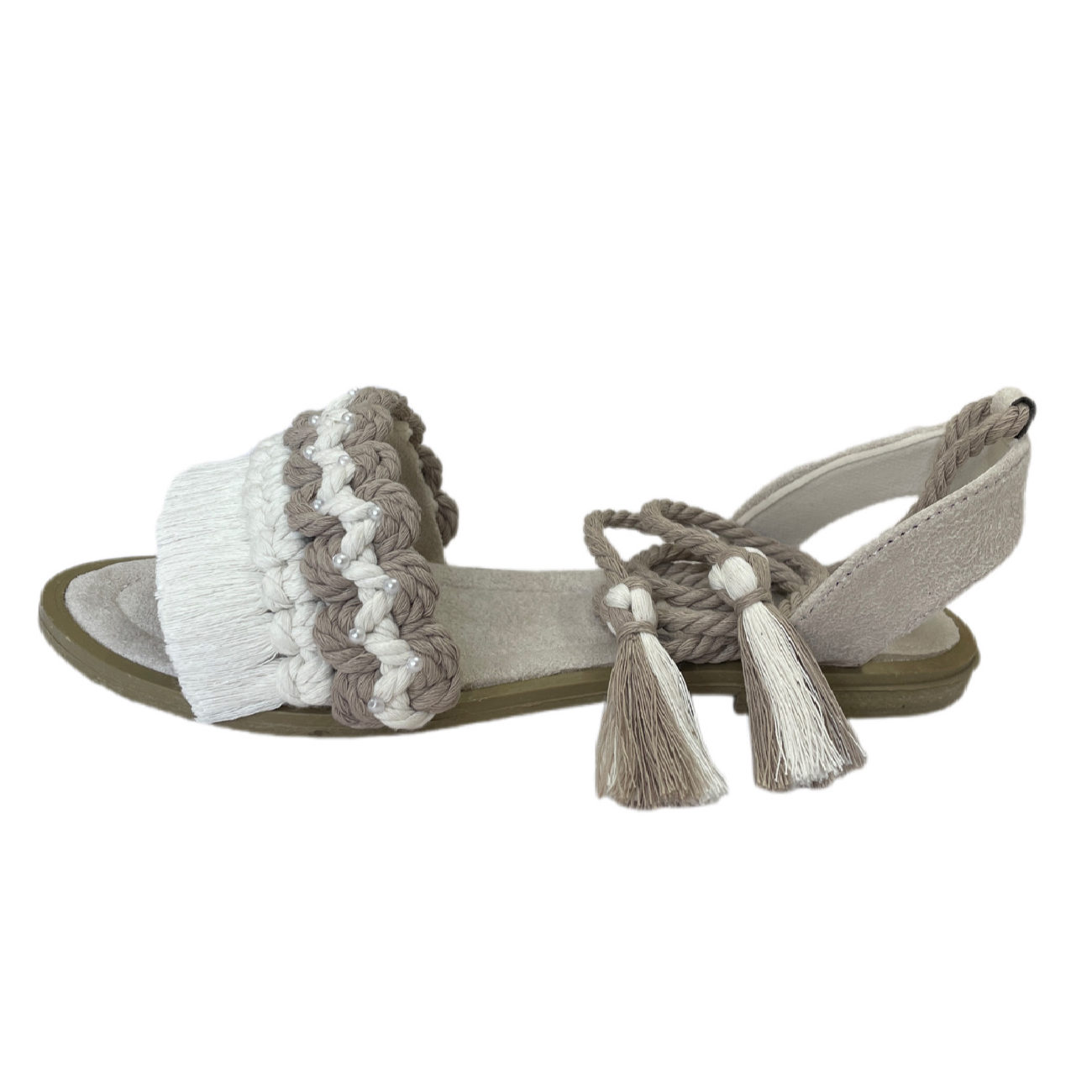 Macrame Slingback Sandalen mit Boho-Design Handgemacht