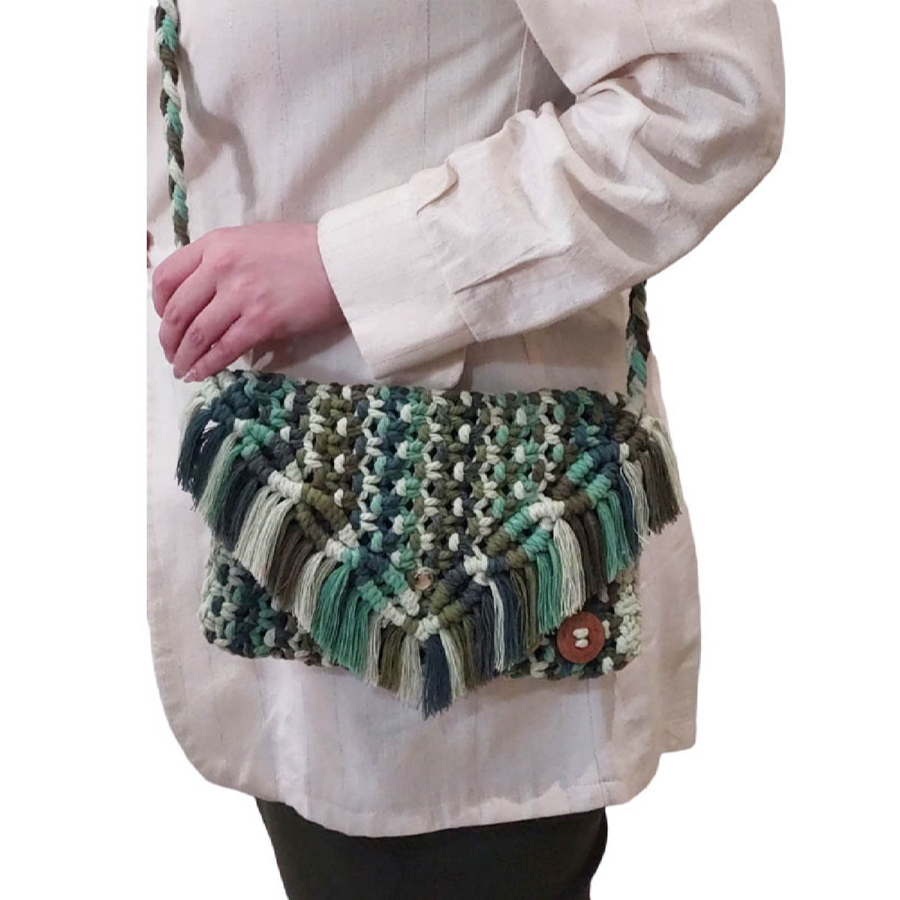 Macrame Sling Tasche – Handgewebt für Frauen Modell Nature